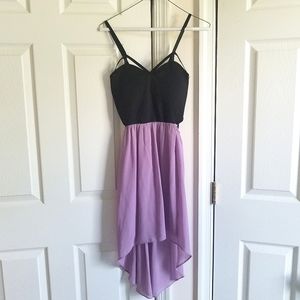 Purple & Black High Low Dress